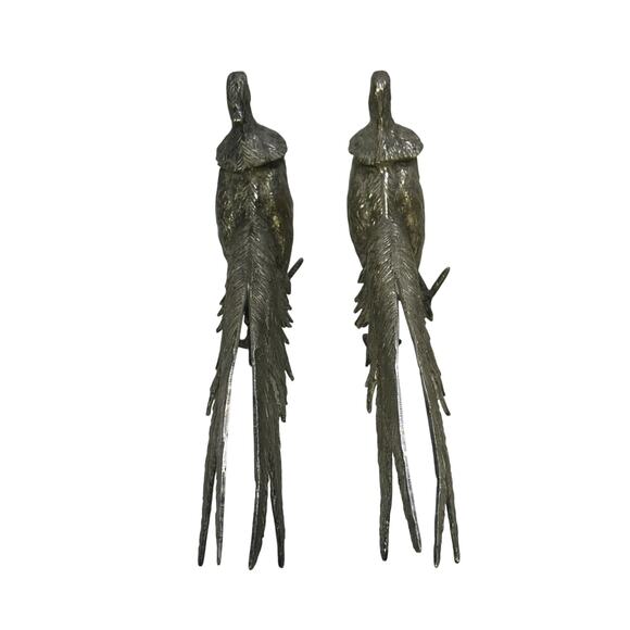 Mid-Century Silverplate Pair of 11" Vintage Figurines Pheasants-Stunning - Picture 4 of 8